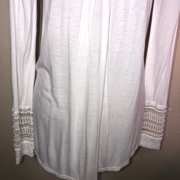 Free People White Mesh Insert Roxie Tee Embroidered Panels Size Small - Picture 9 of 14